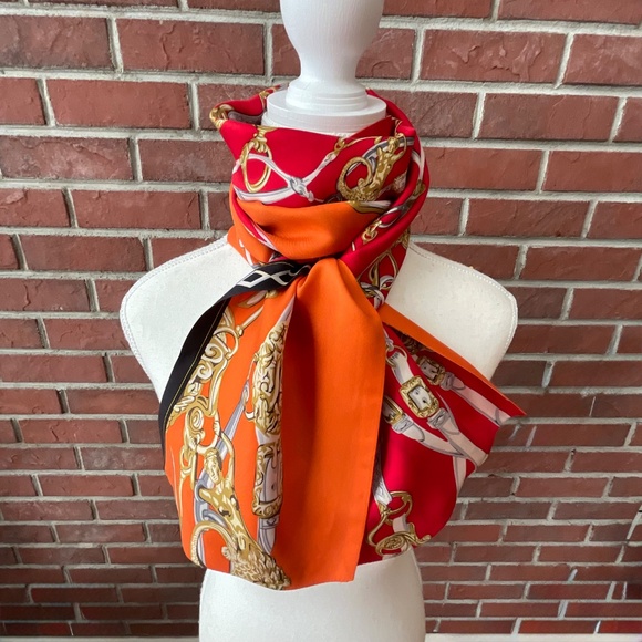 Hermes Bridges De Gala Maxi Twilly 100% Silk  8”x74”Made in France - Picture 4 of 16